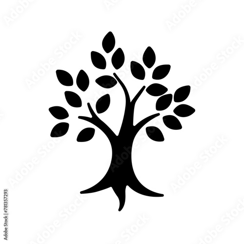 Black tree with root, live icon, tree logo