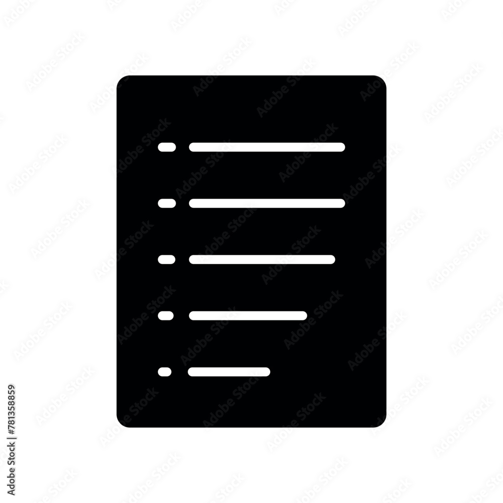Sheet Fill Icon Symbol Vector. Black Glyph Sheet Icon Sheet Fill Icon Symbol Vector. Black Glyph Sheet Icon