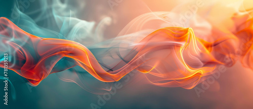 A colorful, abstract painting of smoke and fire