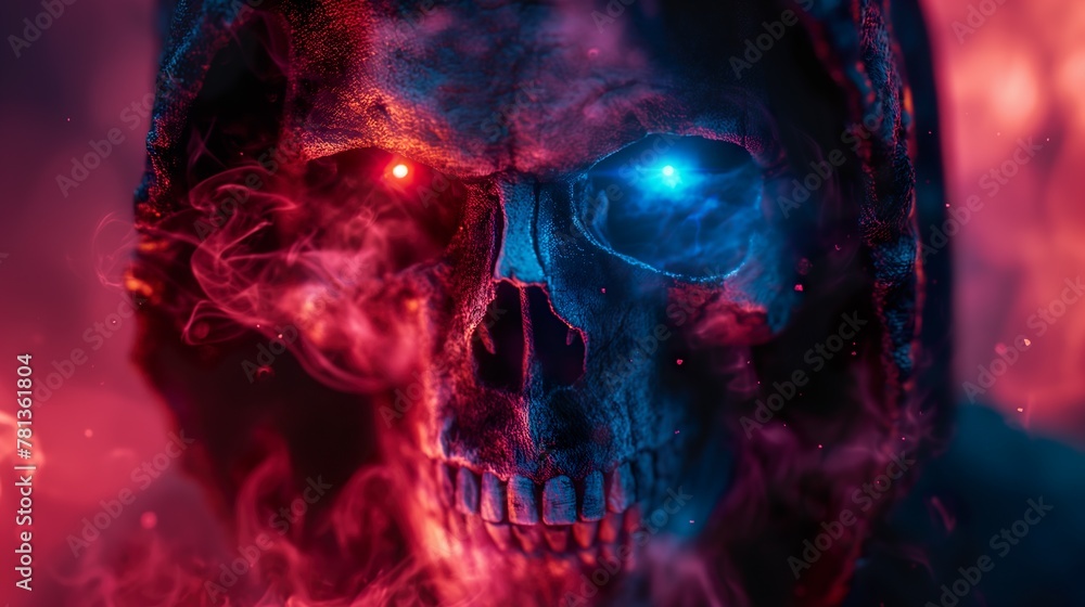 Death With A Terrifying Look. Illustration On The Theme Of Horror And Images, Apocalypse And Death. Generative AI Death With A Terrifying Look. Illustration On The Theme Of Horror And Images, Apocalypse And Death. Generative AI