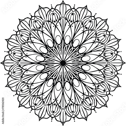 Vector black and white mandala simple customized unique line art elegant design