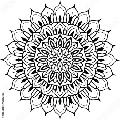 Vector black and white mandala simple customized unique line art elegant design