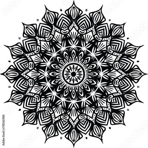 Vector black and white mandala simple customized unique line art elegant design