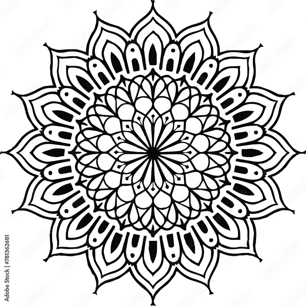Vector black and white mandala simple customized unique line art elegant design Vector black and white mandala simple customized unique line art elegant design