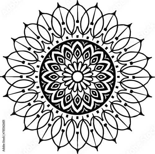Vector black and white mandala simple customized unique line art elegant design