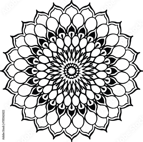 Vector black and white mandala simple customized unique line art elegant design