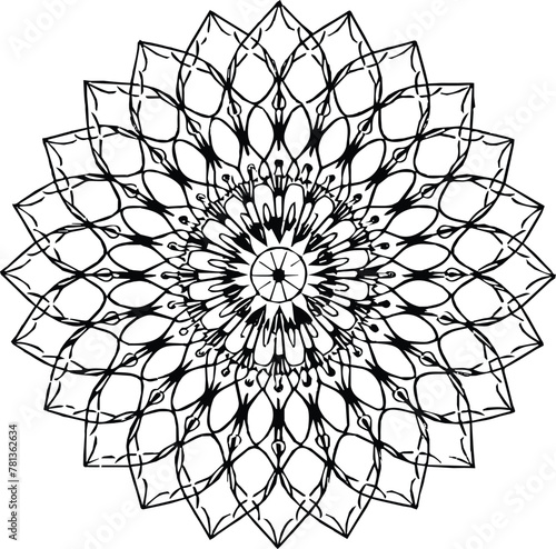 Vector black and white mandala simple customized unique line art elegant design
