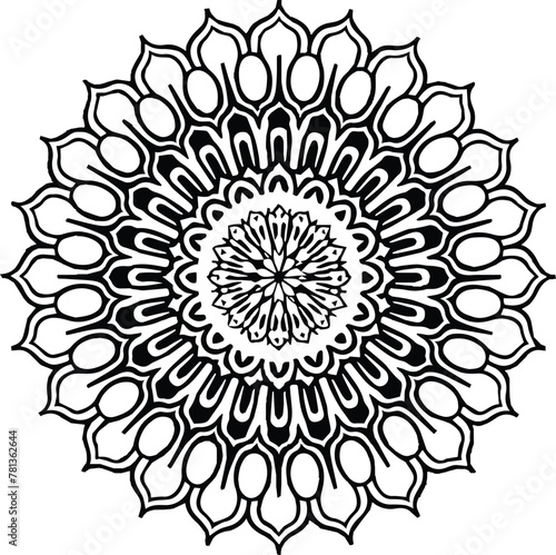 Vector black and white mandala simple customized unique line art elegant design