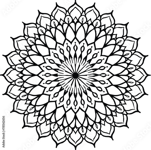 Vector black and white mandala simple customized unique line art elegant design