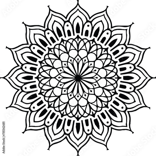Vector black and white mandala simple customized unique line art elegant design