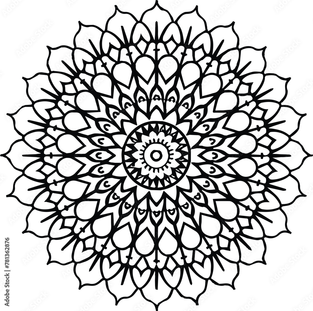 Vector black and white mandala simple customized unique line art elegant design Vector black and white mandala simple customized unique line art elegant design