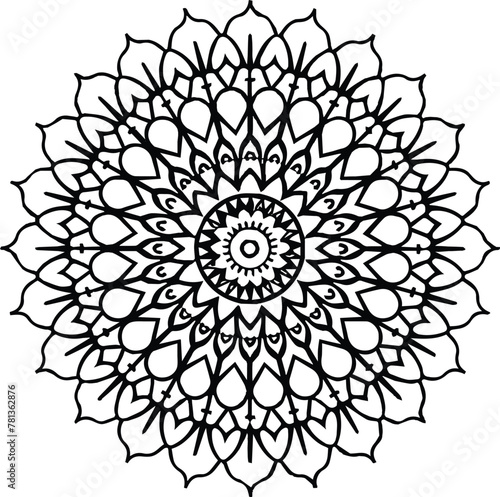 Vector black and white mandala simple customized unique line art elegant design