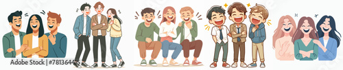 illustration of happy people laugh together. togetherness concept