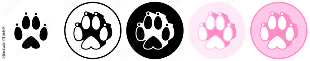 Set trendy rabbit footprints icon. paw print symbol pictogram vector illustration