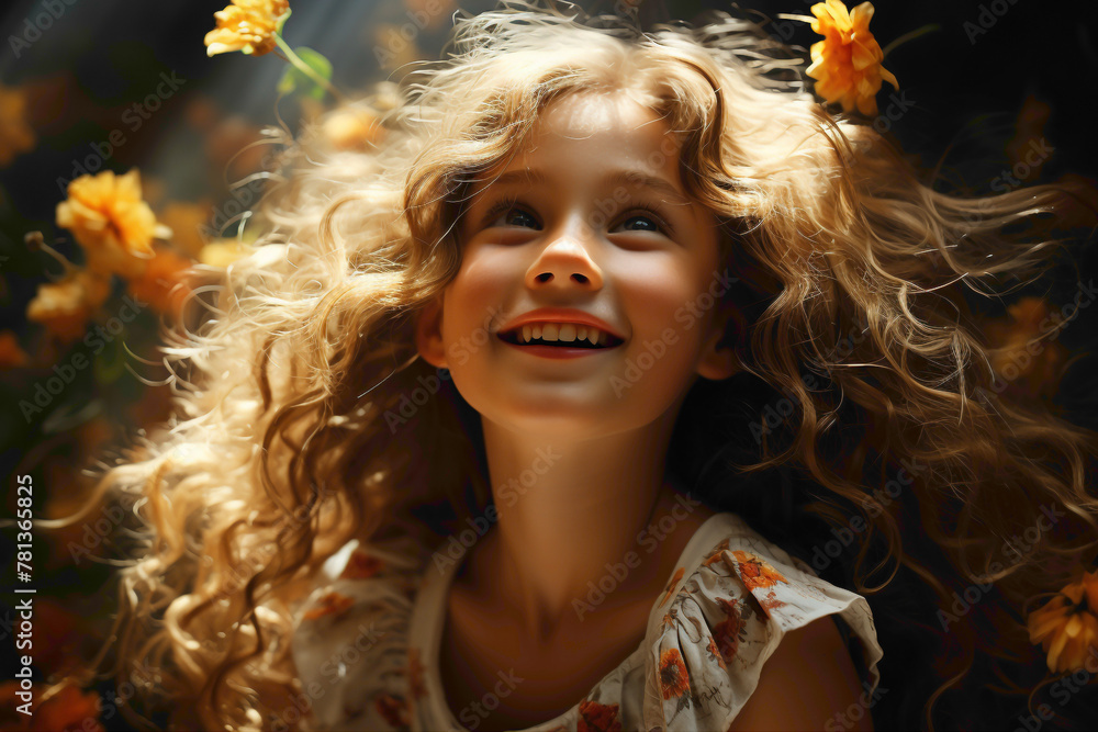 A delightful portrait featuring the vibrancy of a German young girl in a summery dress, radiating joy and happiness against the backdrop of a sunny summer day, captured in high definition.