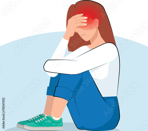 This image depicts the debilitating reality of chronic migraine, a condition characterized by frequent and intense headache episodes that can significantly impair daily functioning