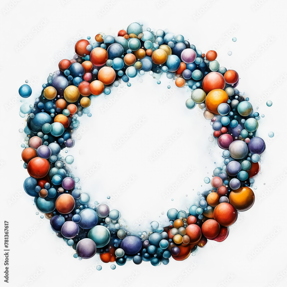 colored soap bubbles, a cute composition. round frame. illustration. artificial intelligence generator, AI, neural network image. background for the design. colored soap bubbles, a cute composition. round frame. illustration. artificial intelligence generator, AI, neural network image. background for the design.