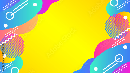 流体シェイプ　幾何学模様のカラフルなフレーム背景　サイズ比率16:9