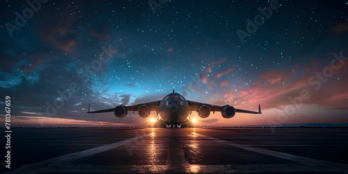Cargo Plane Preparing for Transcontinental Flight Under Dramatic Night Sky photo