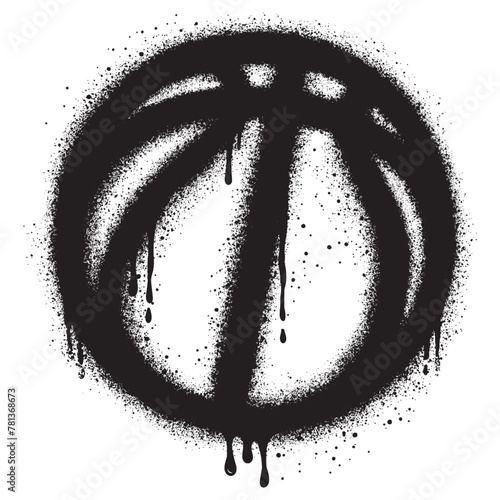 Spray Painted Graffiti basketball icon  Sprayed isolated with a white background.