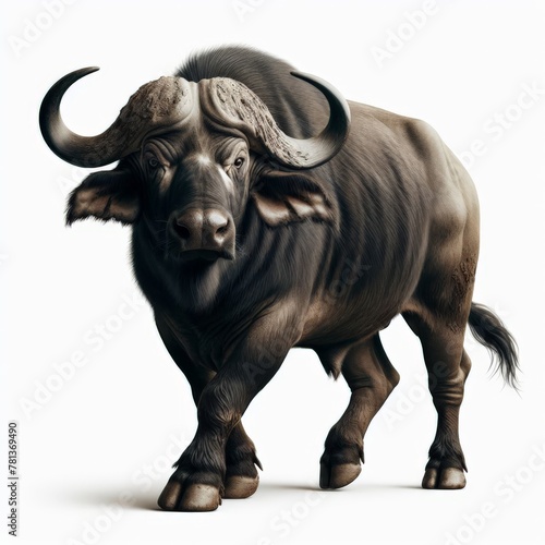 Image of isolated water buffalo against pure white background, ideal for presentations 