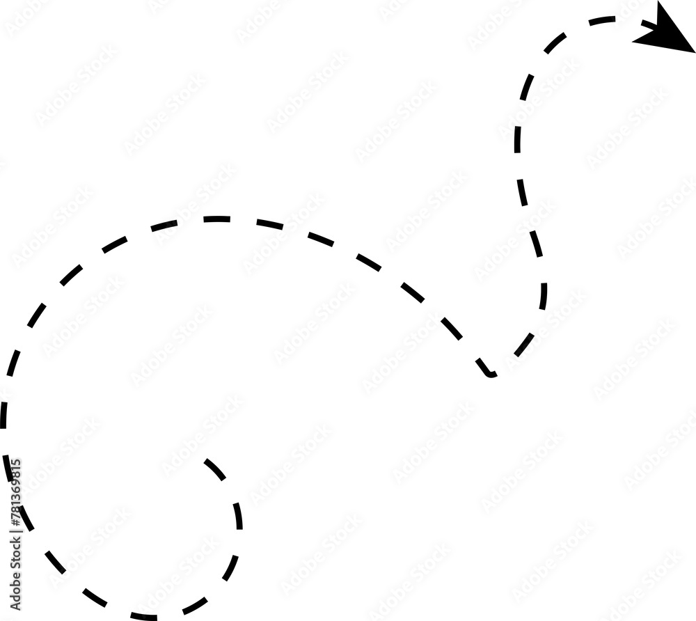 Hand drawn dashed arrow. Direction, way, pointer Hand drawn dashed arrow. Direction, way, pointer