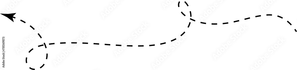 Hand drawn dashed arrow. Direction, way, pointer Hand drawn dashed arrow. Direction, way, pointer