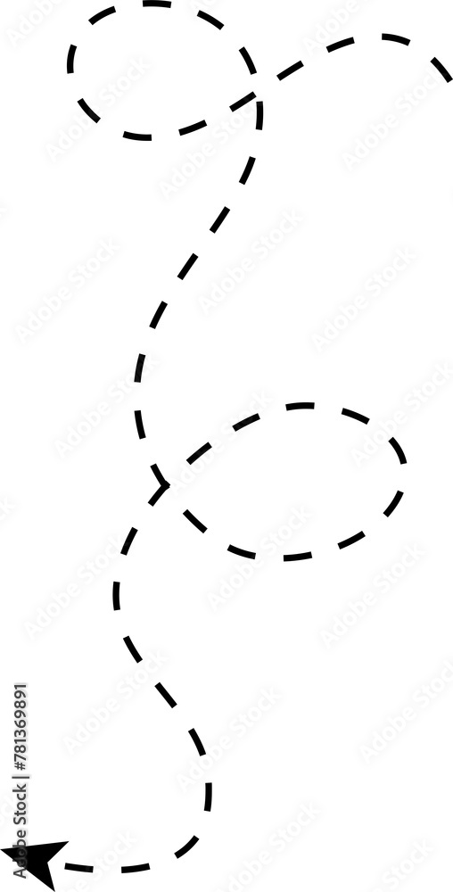 Hand drawn dashed arrow. Direction, way, pointer Hand drawn dashed arrow. Direction, way, pointer