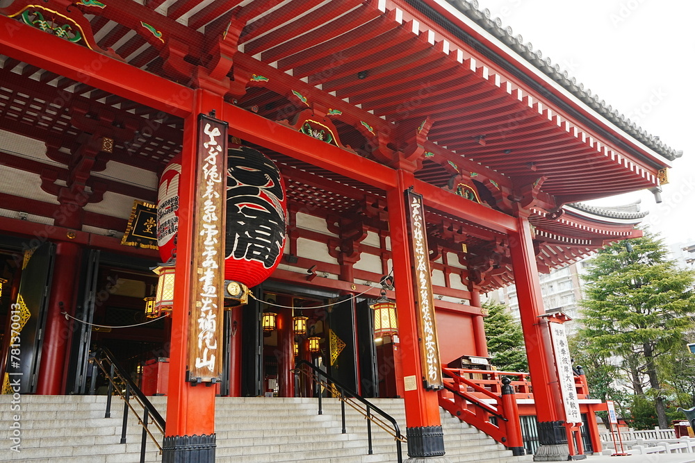 Main Hall of Sensoji or Asakusa Kannon Temple in Asakusa, Tokyo, Japan - 日本 東京 浅草 浅草寺 本堂 Main Hall of Sensoji or Asakusa Kannon Temple in Asakusa, Tokyo, Japan - 日本 東京 浅草 浅草寺 本堂