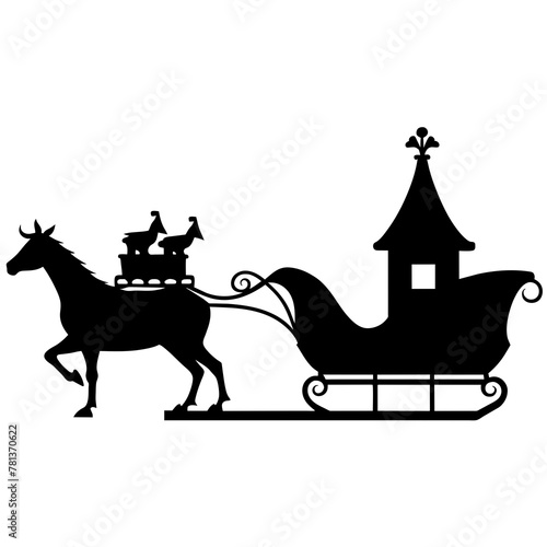 Christmas santa sleigh reindeer vector illustration