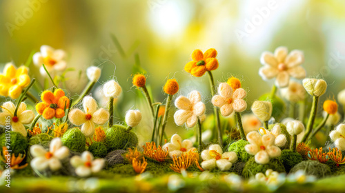 Enchanting Handcrafted Felt Flower Meadow in Vibrant Hues © Oksa Art