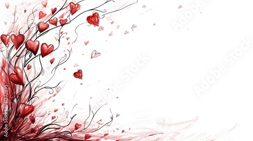 Swirling Hearts in a Gentle Breeze with Ample Copy Space for Sweet Messages Romantic Abstract Hand Drawn