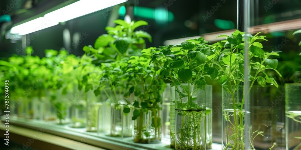 Plants in test tubes in the laboratory