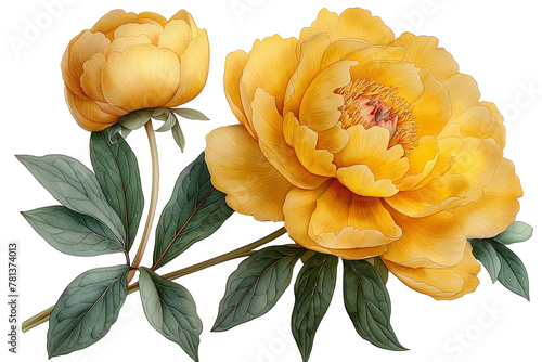 Yellow peony flower  isolated on a transparent background #781374013