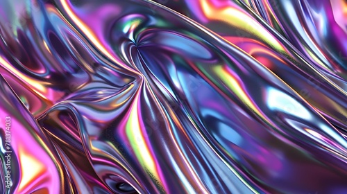 Shimmering Holographic Illusion of Iridescent Fluidity and Prismatic Motion