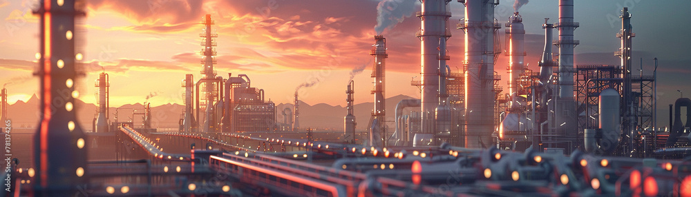 an oil refinery seamlessly transforms into a vibrant hub of renewable energy production concept, portraying the mesmerizing transition from conventional energy to sustainable alternatives intricate