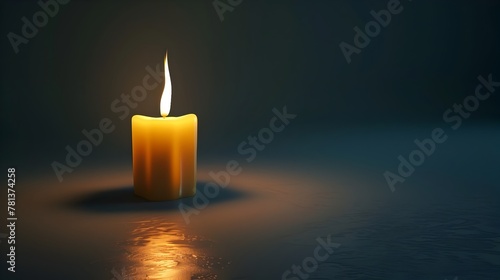 Solitary Candle Flame's Captivating Glow and Ethereal Shadows,a Symbol of Hope and Solitude