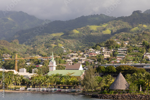 Part of the capital of French Polynesia, Papeete, on the South Pacific island of Tahiti.