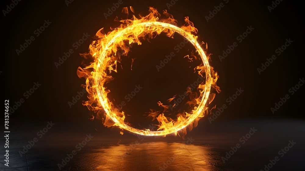 Mesmerizing Ethereal 3D Render of Glowing Fiery Ring Symbolizing Infinite Power and Energy