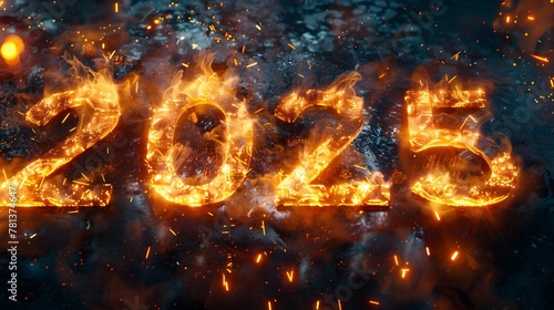 Fiery Numerals Illuminating the Future in 2025