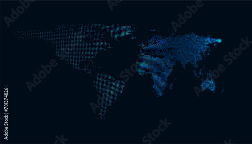 World map technology-style. Vector illustration.