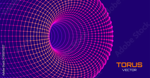 Abstract Wireframe Mesh with Hole. Abstract Science of Wormholes. Gravity Field Concept. 3D Grid Mesh. Blue Wireframe Texture. Technology or Science Vector Illustration.