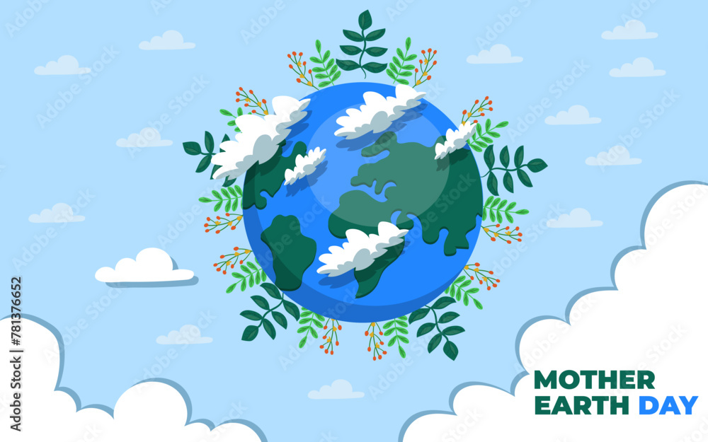 Fototapeta premium Flat mother earth day vector illustration