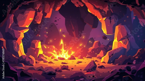 An underground hellscape with lava caves and a game