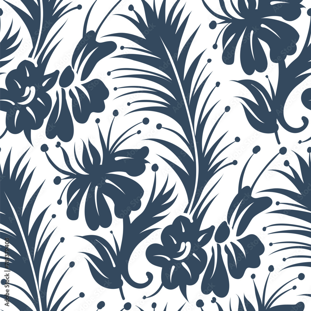 Black and white seamless pattern with flowers. Vector Black and white seamless pattern with flowers. Vector