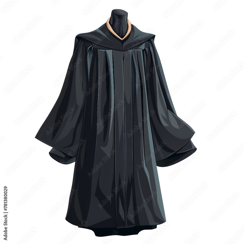 Graduation robe with sleeves and a collar on transparent background. AI generate illustration