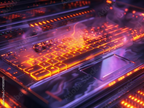 The heat of a gamer's laptop radiating through the cooling grid, battle-tested in action