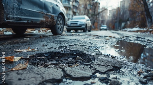 Decayed Urban Infrastructure: Neglected and Cracked Asphalt Pavement
