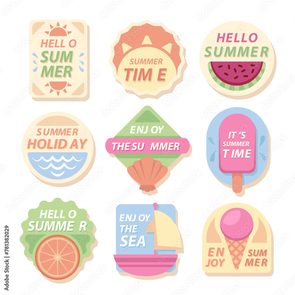 Flat design summer labels set