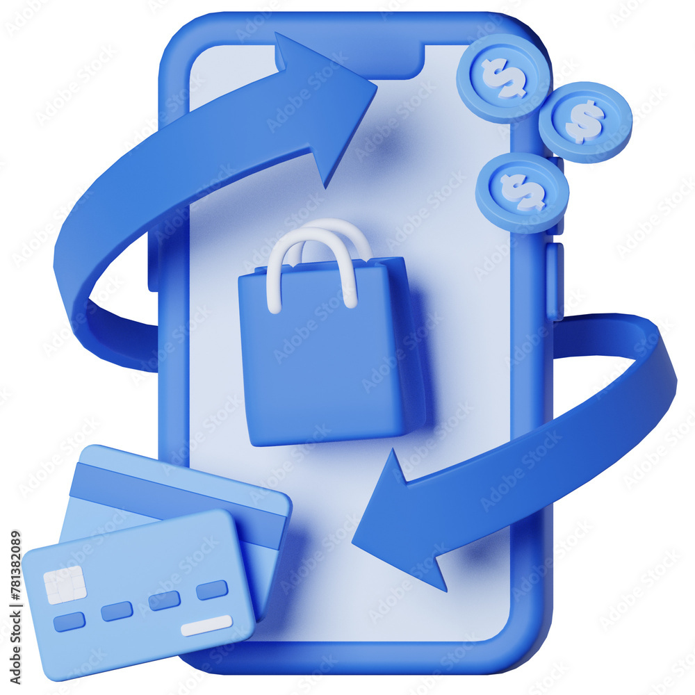 Cashback Shopping E-Commerce Sale 3D Cashback Shopping E-Commerce Sale 3D